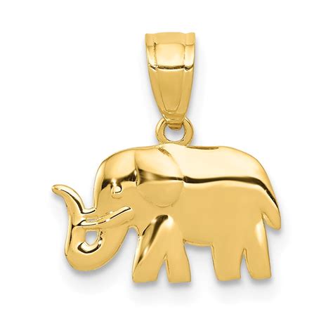 Solid K Yellow Gold Elephant Pendant Charm Mm X Mm Walmart