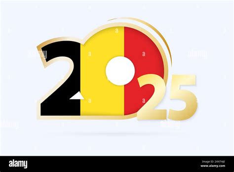 Year 2025 with Belgium Flag pattern. Vector Illustration Stock Vector