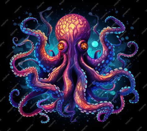 Premium AI Image | octopus with glowing eyes and tentacles in the ocean ...