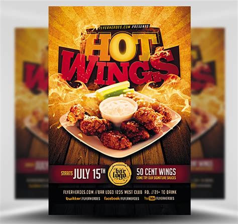 Hot Wings Flyer Template Flyerheroes