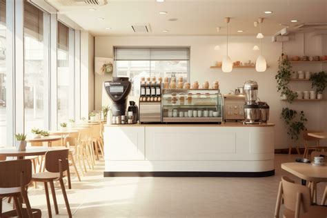 Minimal Interior Design Coffee Cafe Bar Shop With Beige Cozy Tone Style