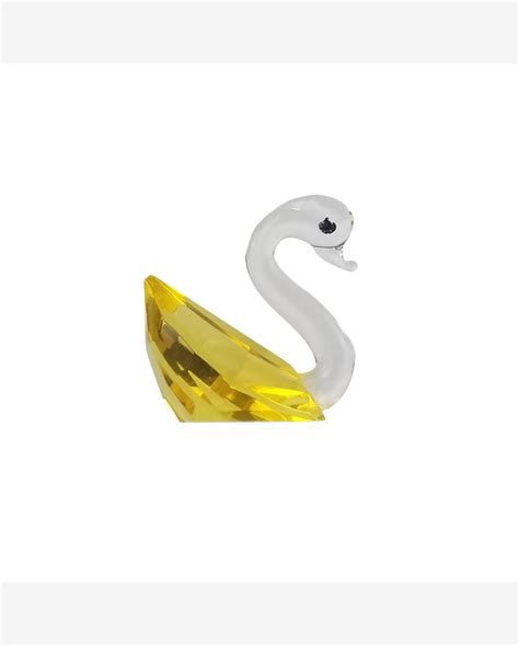 Riachuelo Cisne em Cristal Âmbar Adorno Decorativo Bibelô