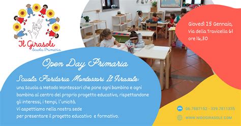 Roma 25 Gennaio 2024 Open Day Il Girasole Scuola Primaria Opera Nazionale Montessori