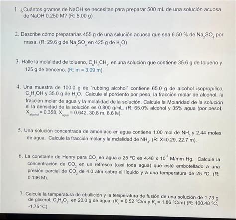 Solved Cu Ntos Gramos De Naoh Se Necesitan Para Preparar Chegg