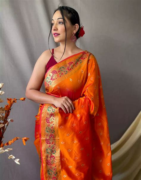 Orange Colour Pathani Soft Silk Saree With Pathani Rich Pallu Sareewave