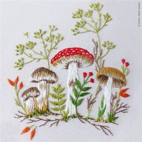 Forest Mushrooms Embroidery Kit Mushrooms Embroidery Etsy