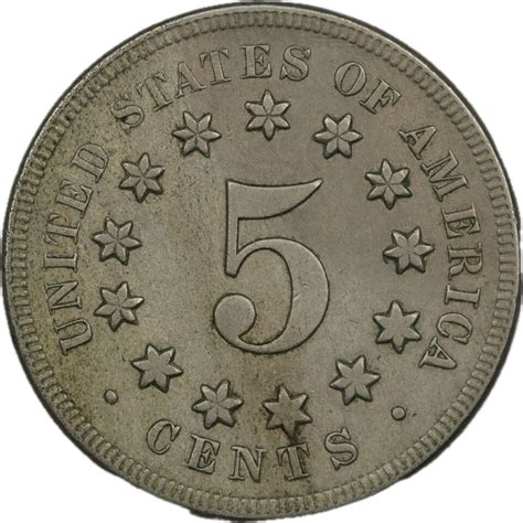 1868 5c Shield Nickel AU EBay