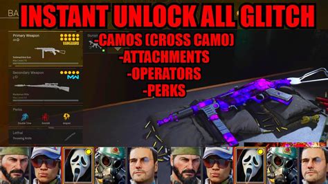 New Instant Unlock All Glitch Camos Attachments Operators Warzone