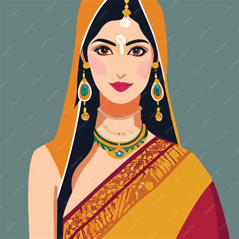 Premium Vector A Lovely Beautifull Sweet Women In Saree