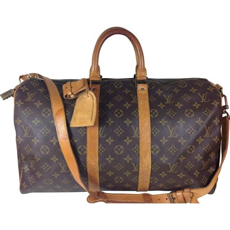 Keepall Leather Travel Bag Louis Vuitton Brown In Leather 1417596