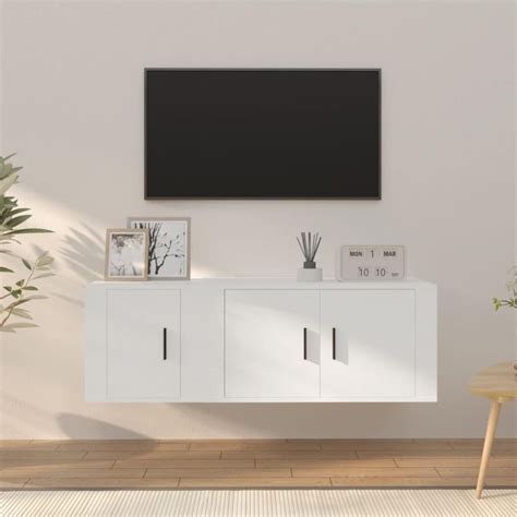 2 Pcs Ensemble De Meubles TV Meuble De Rangement Banc TV Moderne