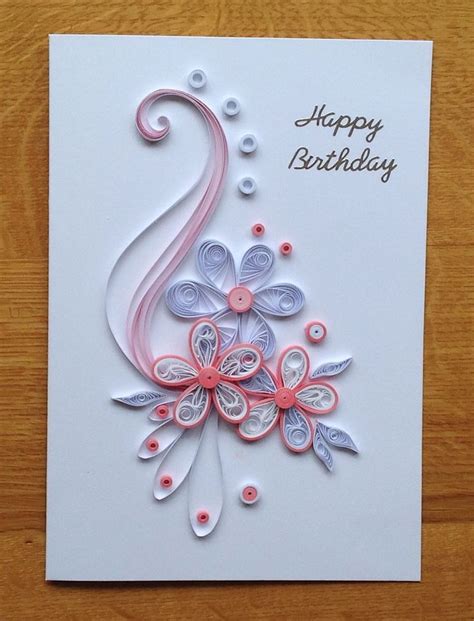 Quilling Pink and White Birthday Card | Paper quilling cards, Quilling ...