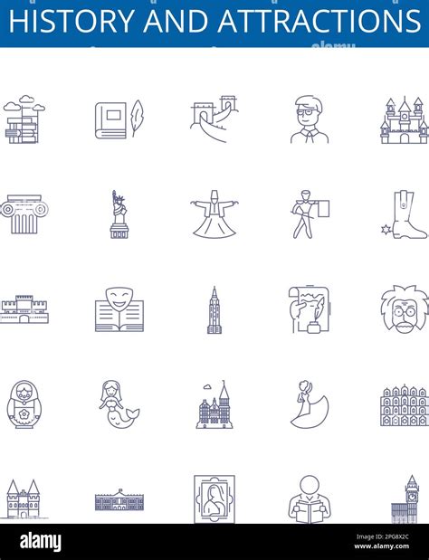 History And Attractions Line Icons Signs Set Design Collection Of