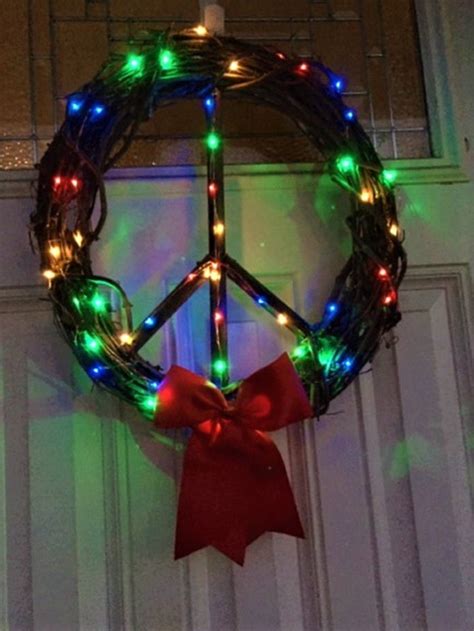 18 Lighted Battery Operated Peace Sign Wreath Lighted Peace Signlighted Wreath Peace Wreath