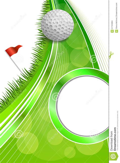 Background Abstract Golf Sport Green Grass Red Flag White Ball Frame