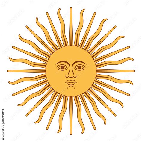 Sun of May, Spanish Sol de Mayo, a national emblem of Argentina on the ...