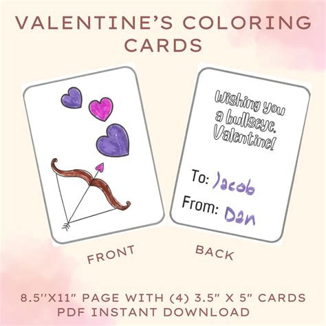 Printable Valentine Coloring Cards - Etsy