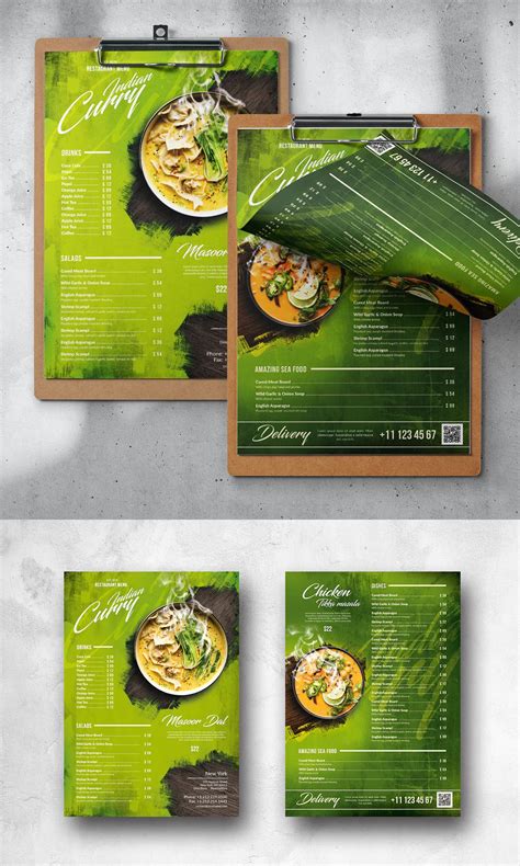 Vintage Green Food Menu Template Psd Food Menu Design Food Menu Menu Design