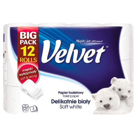 Velvet Soft White toaletný papier 3 vrstvy 12 rolí Tesco Potraviny