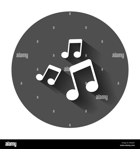 Music Note Icon In Flat Style Sound Media Illustration With Long