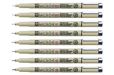 Caneta Nankin Pigma Micron Sakura Preta Kit C 8 Traços Papelaria