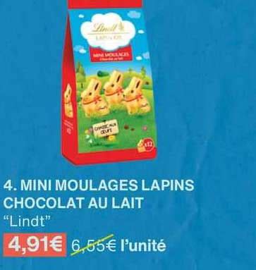 Promo Mini Moulages Lapins Chocolat Au Lait Lindt Chez Monoprix