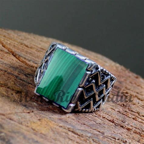 Malachite Mens Ring Malachite Ring Turkish Ring 925 Sterling Silver Ring Malachite Jewelry T