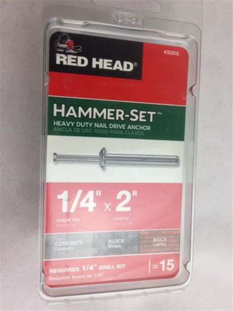 Red Head Hammer Set Nail Drive Anchors 35205 Heavy Duty 15 Pk 1 4