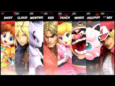 Daisy VS Cloud VS Mewtwo VS Ken VS Peach VS Wario VS Jigglypuff VS