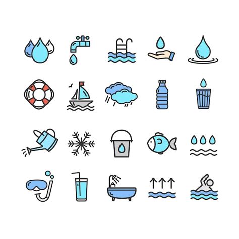 Premium Vector Pool And Water Signs Color Thin Line Icon Set Vector