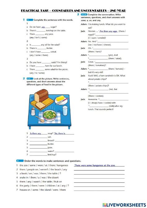 Countables And Uncountables English As A Second Language Esl Exercise