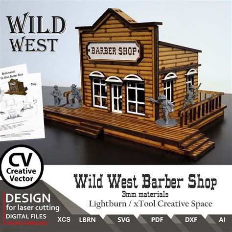 Wild West Barber Shop Svg Dxf Lbrn Xcs Scaled For Miniatures From Mm