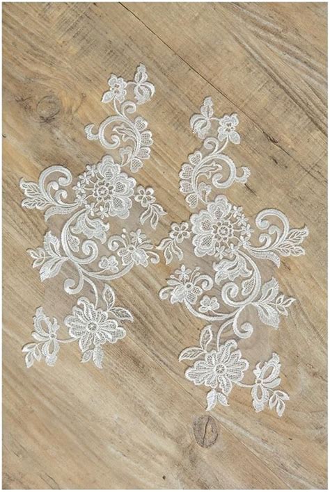 A17-003 // 2pc. Mirrored Soft Lace Flower Applique IVORY Lace Flower ...