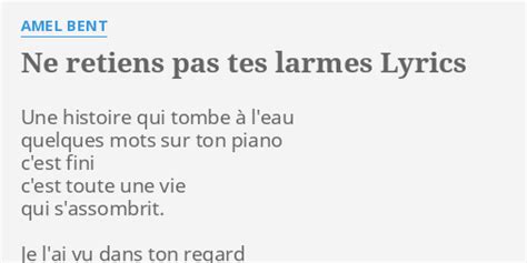 Ne Retiens Pas Tes Larmes Lyrics By Amel Bent Une Histoire Qui Tombe