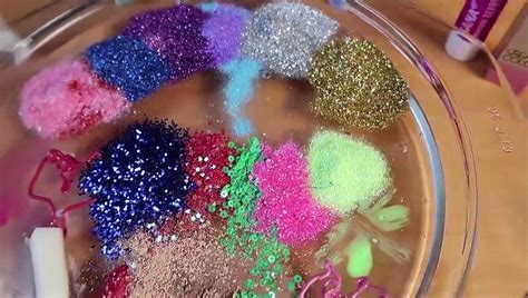 Mixing Makeup Glitter And Mini Glitter Into Clear Slime MOST