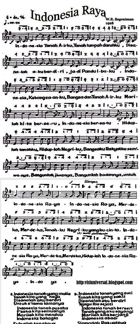 lagu indonesia raya lirik  partitur asli visiuniversal