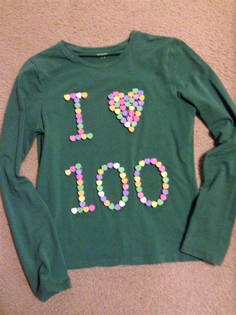 100th Day Of School Idea 100 Conversation Hearts Hot Glued To A Shirt