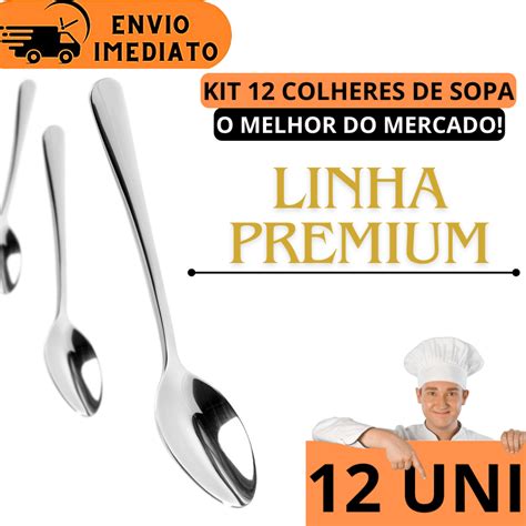 Kit 12 Colheres Colher Luxo Linha Premium Talher 100 Aço Inox Talheres