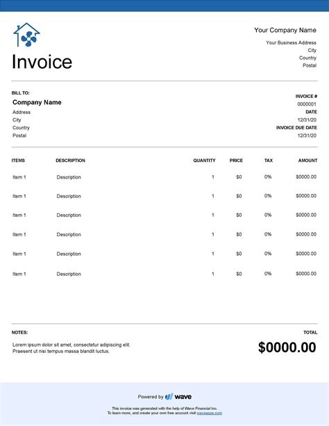 Hvac Invoice Template Wave Financial