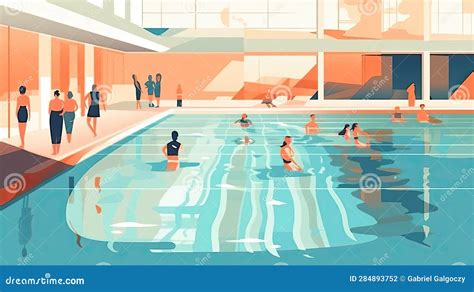 Ilustraciones Vectoriales Planas De La Piscina Caricatura De Personas