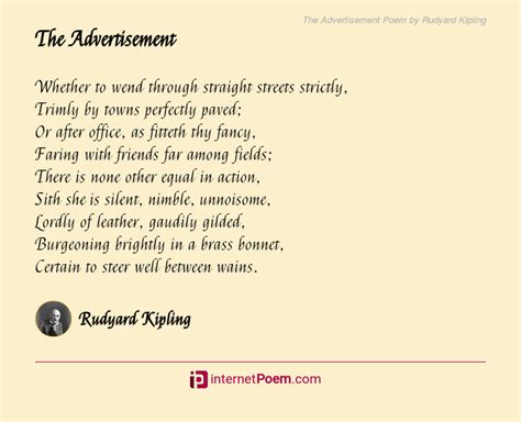 The Advertisement Poem By Rudyard Kipling