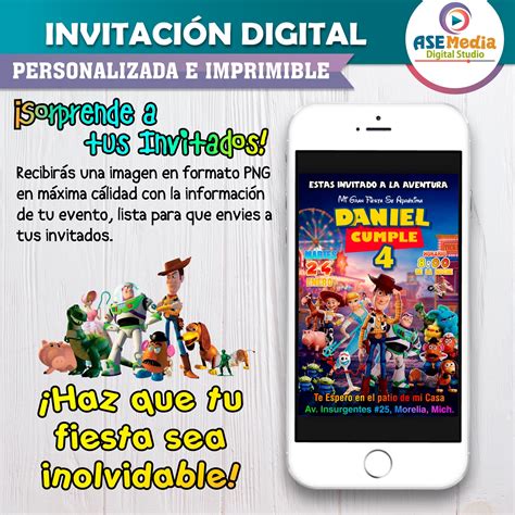 Toy Story Invitación De Cumpleaños Digital Personalizada 05 Asemedia