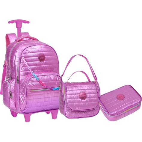 Kit Mochila Rodinha Femenina Escolar Juvenil Grande Capacidade Shopee