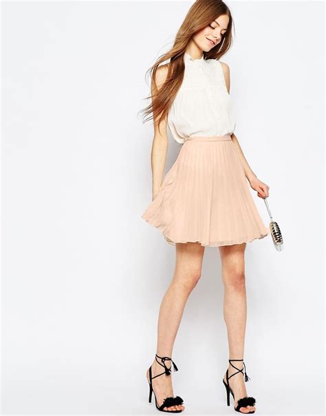 Asos Pleated Mini Skirt At High Waisted White Skirt Mini