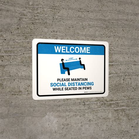 Welcome Please Maintain Social Distancing In Pews With 3ft Icon