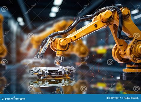 Heavy Automation Robot Arm Machine In Smart Factory Industrial Industry