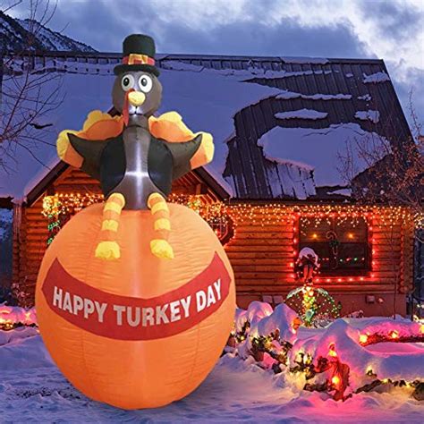 Mortime Ft Thanksgiving Inflatable Turkey With Pumpkin Blow Up