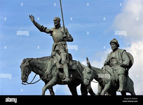 Statue Of Spanish Don Quixote Of La Mancha And Sancho Panza At The