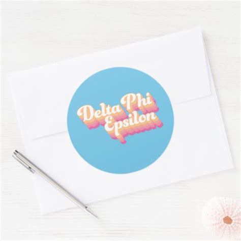 Delta Phi Epsilon Groovy Script Classic Round Sticker Zazzle