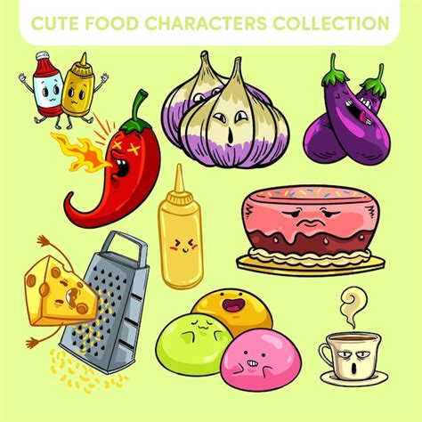 Premium Vector Cute Food Characters Collection